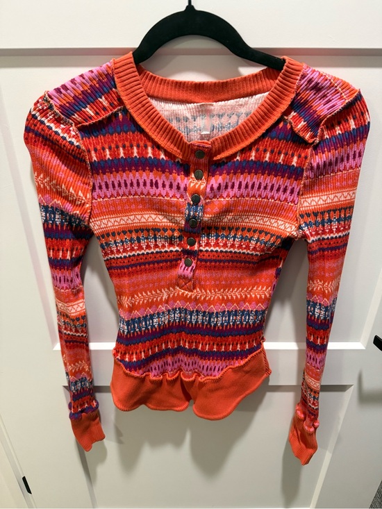 FP Movement by Free People Tops - Free People Movement Ribbed Henley Long Sleeve Thermal Top Fair Isle Sz S